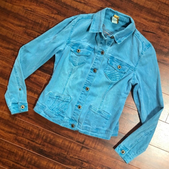 Turquoise Light Wash Jean Jacket